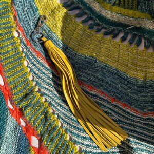 Rudsak Yellow Leather Tassel Keychain or Bag Charm